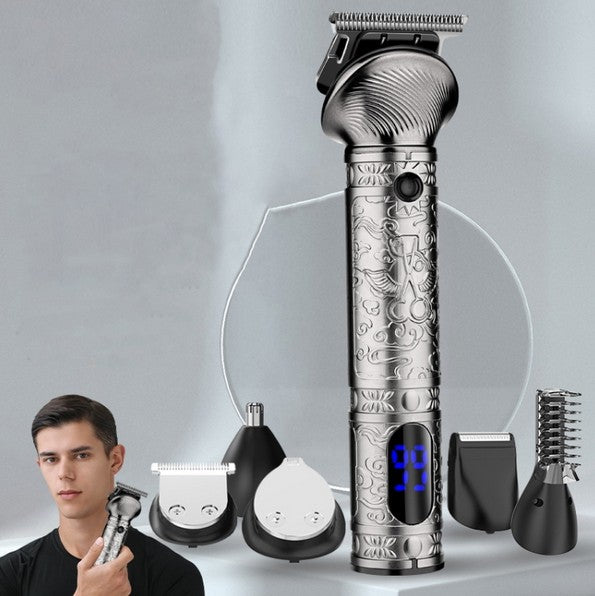 6 In 1 Men Multi-Functional Clipper Metal Body Hair Cutting(Silver Gray)